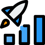Letzi rocket growth vector image with a rocket and rising graph