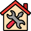 Vector illustration of a house with tools representing Letzi.co's maintenance services for short term rental properties